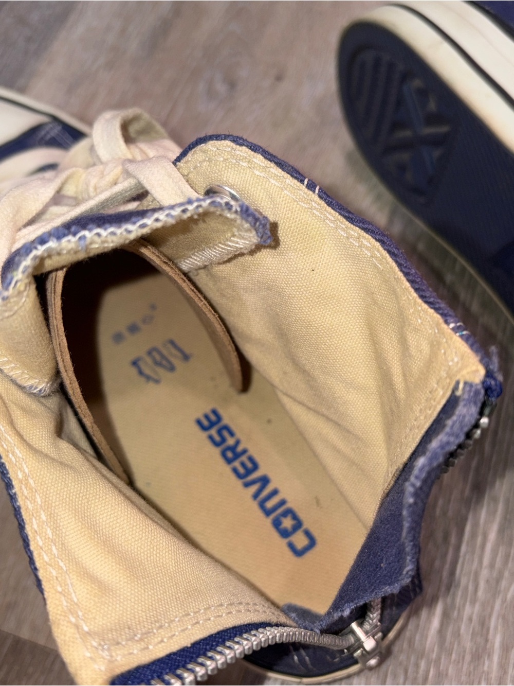 Unique! Ribbed Y2K Converse High Top Sneakers in Navy Blue with White Accents - Picture 6 of 7